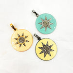 Load image into Gallery viewer, DP518A. Diamond Sterling Silver Star Round Enamel Pendant