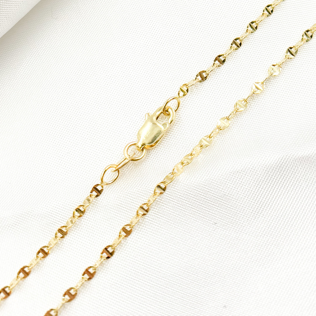 14K Solid Gold Diamond Cut Marina Chain