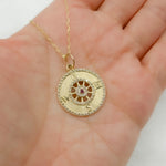 Load image into Gallery viewer, 14K Solid Gold Diamond Compass Circle Charm. GDP433
