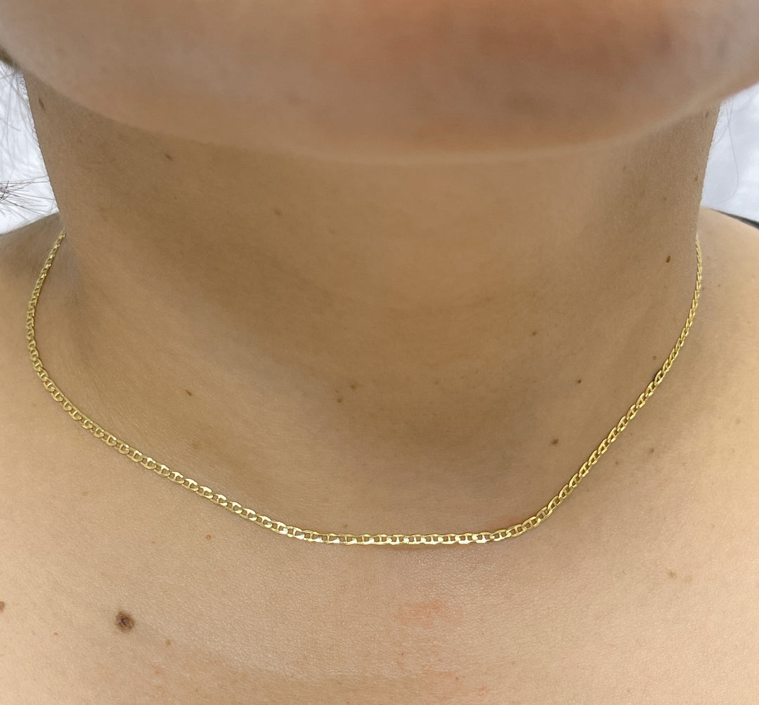 14k Gold Flat Marina Link Chains
