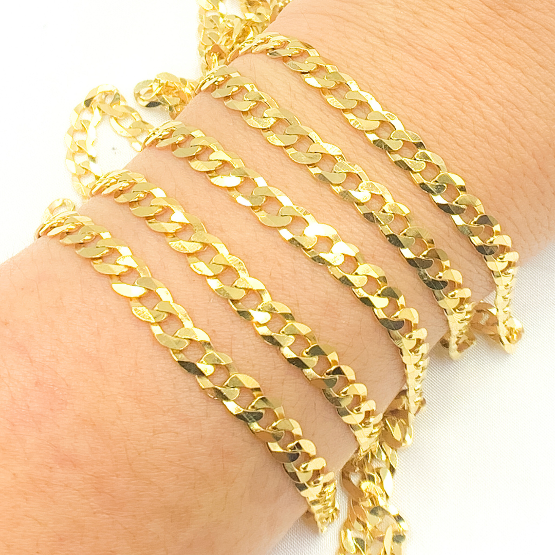 Y94GP. Gold Plated Sterling Silver Ultra Flat Curb Chain