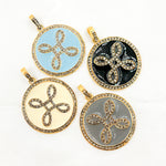 Load image into Gallery viewer, Diamond Sterling Silver Round Enamel Pendants