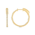 Load image into Gallery viewer, 14K Solid Gold Baguette Diamond Hoops. EHH56615
