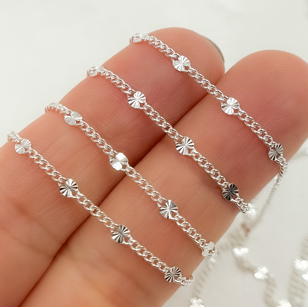 Sterling Silver Curb and Diamond Cut Marina Link Chain