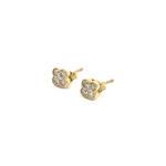 Load image into Gallery viewer, EFF51699. 14K Solid Yellow Gold Diamond Flower Studs