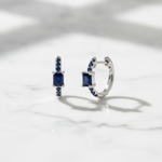 Load image into Gallery viewer, EHZ56727BS. 14K Solid White Gold Blue Sapphire Huggies