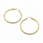 Load image into Gallery viewer, GER71. 14K Gold Hollow Hoop Earrings with Engraved Tornado Design