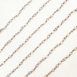 Load image into Gallery viewer, Coated Peach Moonstone Oxidized Wire Chain. CMS67
