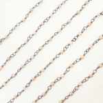 Load image into Gallery viewer, Coated Peach Moonstone Oxidized Wire Chain. CMS67