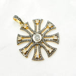 Load image into Gallery viewer, DP460. Diamond & Sterling Silver Fancy Shape Pendant with Polki Diamond and Gemstone