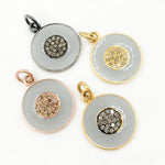 Load image into Gallery viewer, Diamond Sterling Silver Round Enamel Pendant