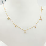 Load image into Gallery viewer, NT113096. 14K Solid Gold Diamond Flower Dangle Necklace