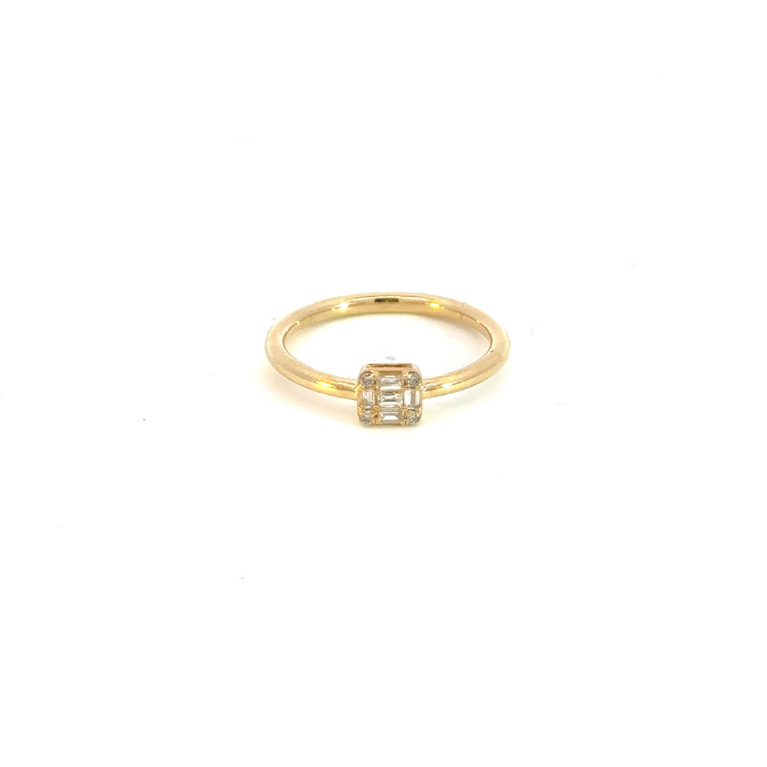 14k Solid Gold Baguette Statement Diamond Ring