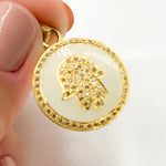 Load image into Gallery viewer, Buy Now Sterling Silver Round Hamsa Enamel Pendants
