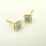 Load image into Gallery viewer, EFB51010. 14K Solid Gold and Diamonds Square Earrings