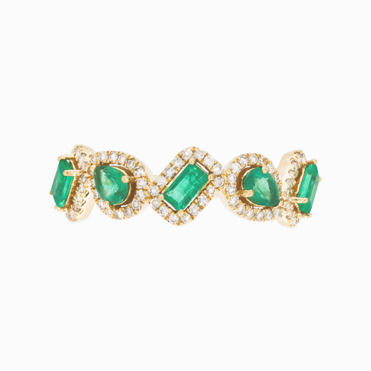 RFF18418EM. 14K Solid Gold Diamond and Gemstone Ring