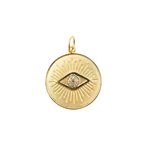 Load image into Gallery viewer, GDP58. 14K Solid Gold with Diamonds Circle Shape Evil Eye Charm