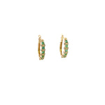 Load image into Gallery viewer, EHF56458EM. 14K Solid Gold Diamond and Emerald Hoops