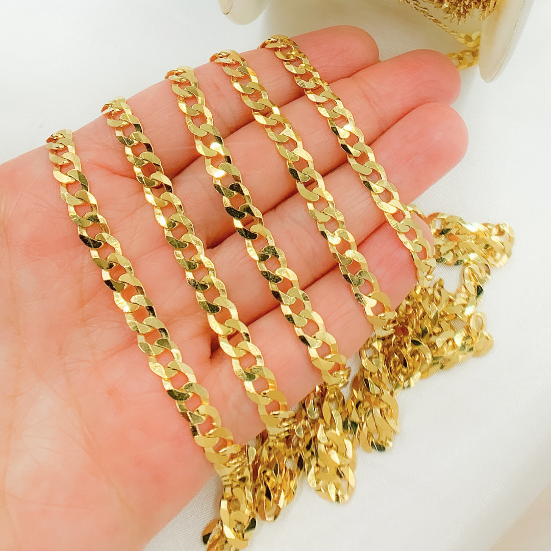 Gold Plated 925 Sterling Silver Ultra Flat Curb Chain. Y94GP