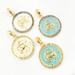 Load image into Gallery viewer, DP613A. Diamond Sterling Silver Round Sagittarius Zodiac Enamel Pendant