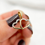 Load image into Gallery viewer, 14K Solid Gold Two Heart Charm with Diamonds. EJP1519
