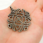 Load image into Gallery viewer, DP472. Diamond Silver Antique Finish Flower Pendant