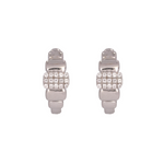 Load image into Gallery viewer, Shop 14k Solid White Gold Diamond Fancy Hoop Earrings