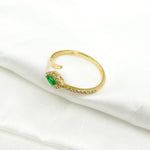Load image into Gallery viewer, CR96479EM5X2.5. 14K Solid Yellow Gold Diamond and Emerald Ring
