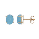 Load image into Gallery viewer, CE96803TQ8X6. 14K Solid Yellow Gold Turquoise Oval Studs Earrings