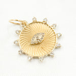 Load image into Gallery viewer, 14K Solid Gold Diamond Round Eye Charm