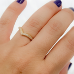 Load image into Gallery viewer, 14k Solid Gold Diamond Chevron Ring.