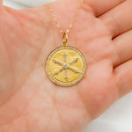 Load image into Gallery viewer, 14K Gold Charm Circle Pendant with Diamonds. GDP272
