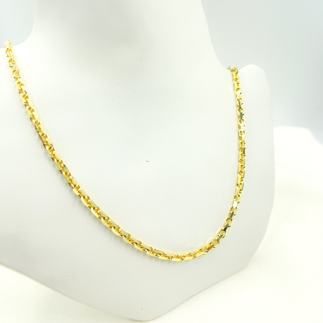 14K Solid Yellow Gold Diamond Cut Box Link Chain