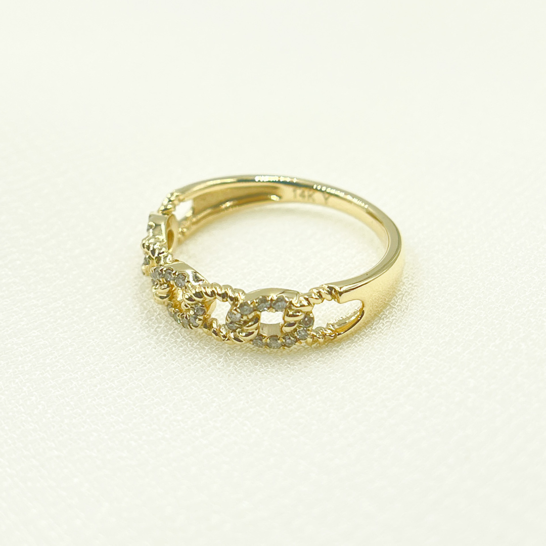 14K Solid Gold Chain Diamond Ring. RAC01182