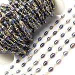 Load image into Gallery viewer, Peacock Freshwater Pearl Wire Wrap Chain