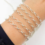 Load image into Gallery viewer, Sterling Silver Textured Long and Short Link Chain
