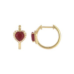 Load image into Gallery viewer, CE96390. 14k Solid Gold Diamond and Gemstone Heart Hoops