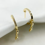 Load image into Gallery viewer, HP400533. 14k Solid Gold Diamond Dangle Huggie Earrings