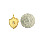 Load image into Gallery viewer, GDP61. 14K Solid Gold Shield Charm with Diamonds