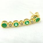Load image into Gallery viewer, EFD52175EM. 14K Solid Gold Diamond & Emerald Dangle Earrings