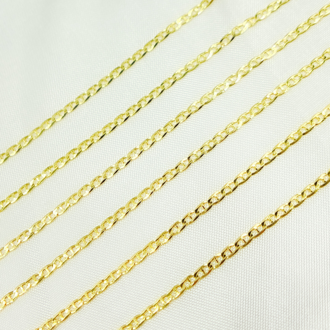 14k Solid Gold Flat Marina Link Chain