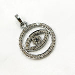 Load image into Gallery viewer, DP486. Diamond Sterling Silver Round Eye Pendant with Gemstone
