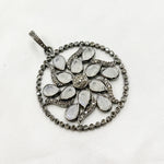 Load image into Gallery viewer, DSP013. Diamond Silver Circle Gemstone Flower Pendant