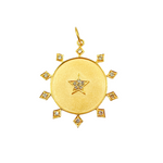 Load image into Gallery viewer, 14K Solid Gold Diamonds Star Circle Charm. GDP180