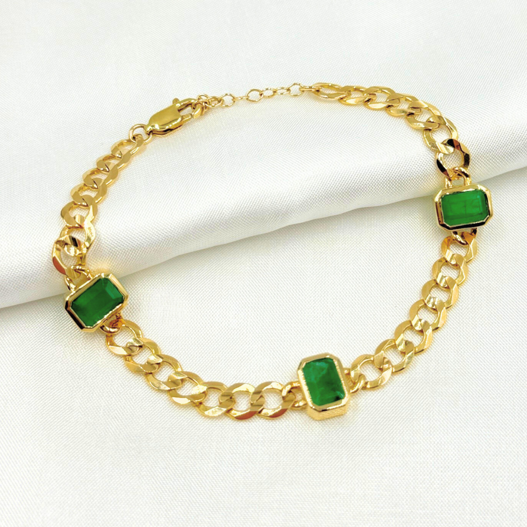 14k Solid Gold Gemstone Bracelet