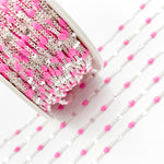 Load image into Gallery viewer, Sterling Silver Pink Color Enamel  Marina Link Chain