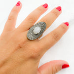 Load image into Gallery viewer, DR13. Diamond Sterling Silver Statement Ring with Gemstone