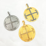 Load image into Gallery viewer, DP025. Diamond Sterling Silver Round Cross Pendant