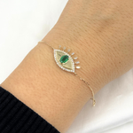 Load image into Gallery viewer, CB96325. 14k Solid Gold Diamond and Gemstone Eye Bracelet