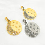 Load image into Gallery viewer, DP408. Diamond & Sterling Silver Stars Round Pendant